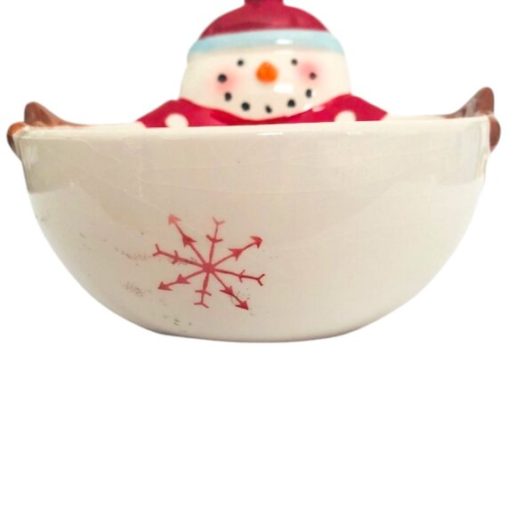 Festive Snowman Hand-Painted Dip Bowl - Picture 4 of 6